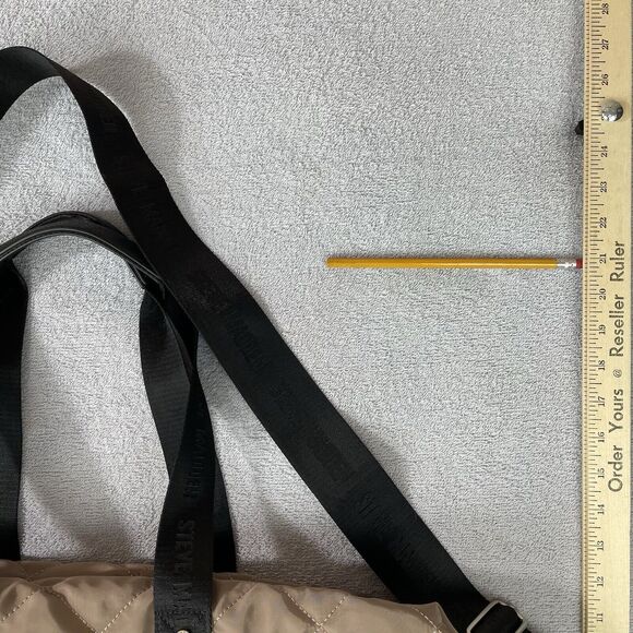 Steve Madden Bamos Quilted Duffel Bag Women's Large Taupe Weekender Tote Bag - Picture 8 of 16